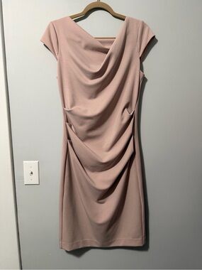 White House Black Market Draped Cap-Sleeve Sheath Dress in Blush Pink